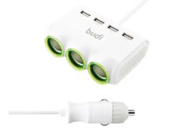 Budi 7-in-1 Car Sockets Splitter with 20W PD & 15W USB Charger