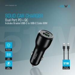 PAWA 51W SOLID PD+QC DUAL PORT CAR ADAPTER