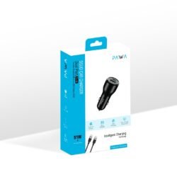 PAWA 51W SOLID PD+QC DUAL PORT CAR CHARGER WITH C TO C CABLE